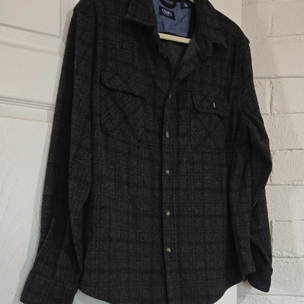 Chaps Charcoal Plaid Men's Shirt Jacket